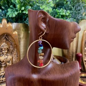 Chakra Earrings, Hoop Earrings, Gold Plated Jewelry, Goddess Jewelry